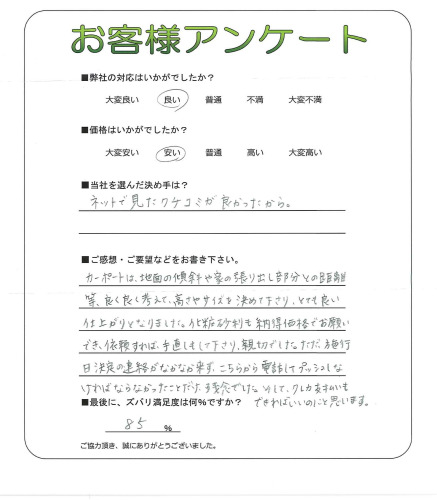 工事の感想を聞かせてください。