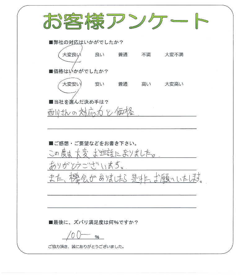 大阪府大阪市平野区 K様