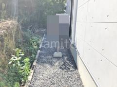 犬走り 防犯砂利敷き バラス砕石 防草シート加工