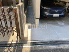 犬走り 防犯砂利敷き バラス砕石 防草シート加工