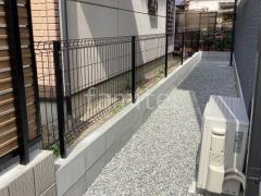 犬走り 防犯砂利敷き バラス砕石 防草シート加工